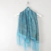 Vintage Turquoise Fringed Large Scarf