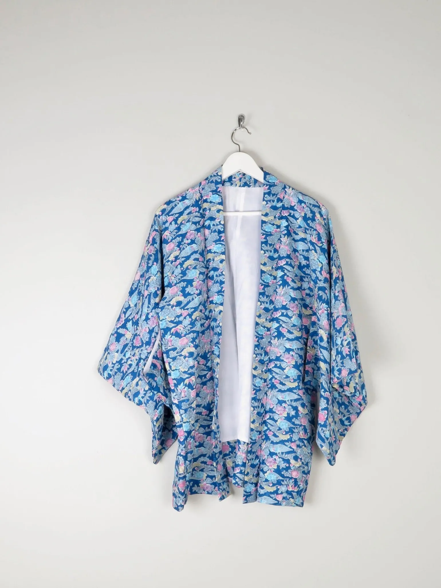 Vintage Turquoise Printed Kimono M