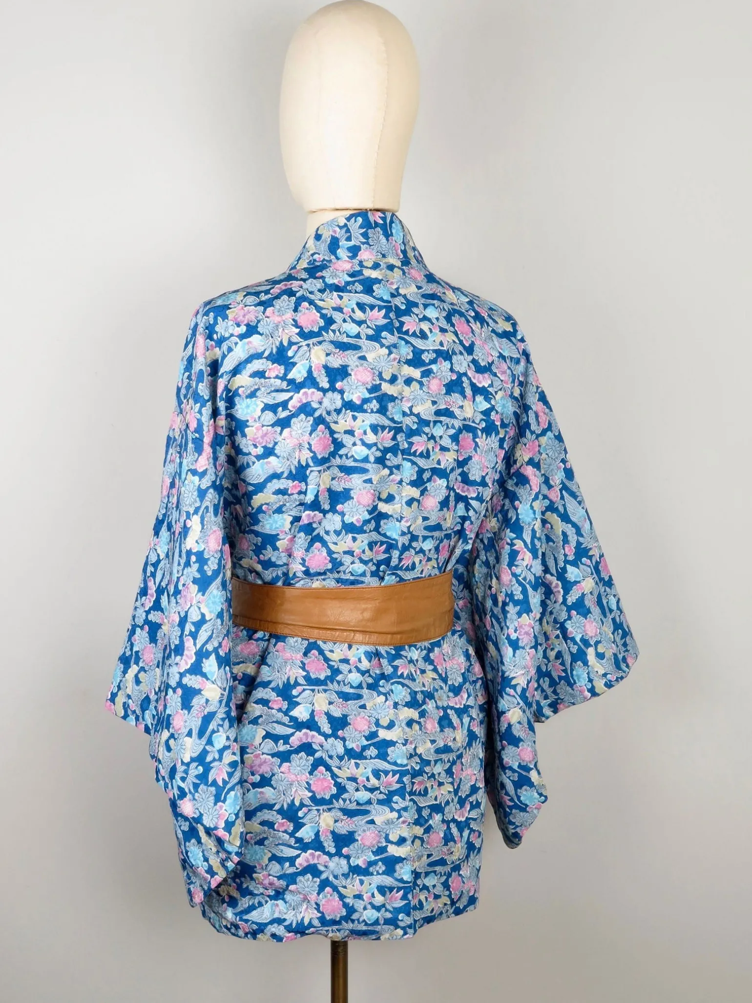 Vintage Turquoise Printed Kimono M