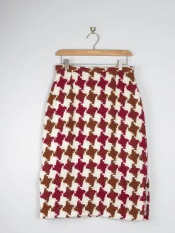Vintage Tweed Pencil Skirt Green & Wine S