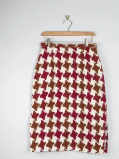 Vintage Tweed Pencil Skirt Green & Wine S