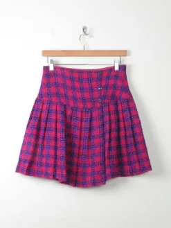 Vintage Tweed Pink & Purple Mini Skirt 27" W