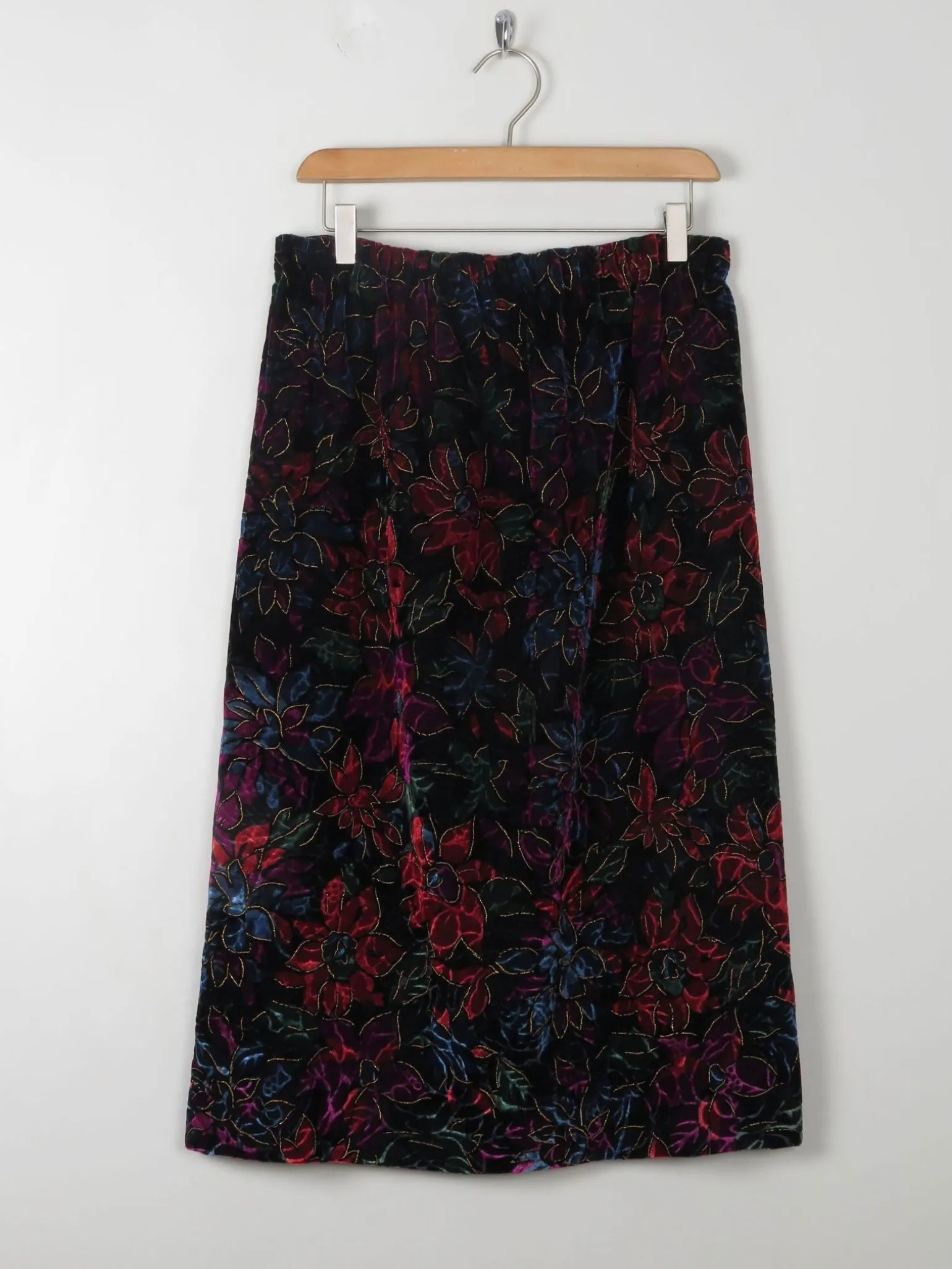 Vintage Velvet Appliqué Skirt M