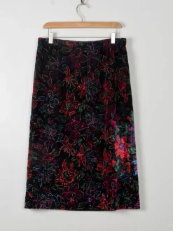 Vintage Velvet Appliqué Skirt M