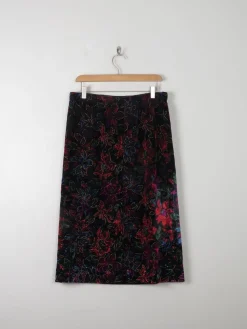 Vintage Velvet Appliqué Skirt M