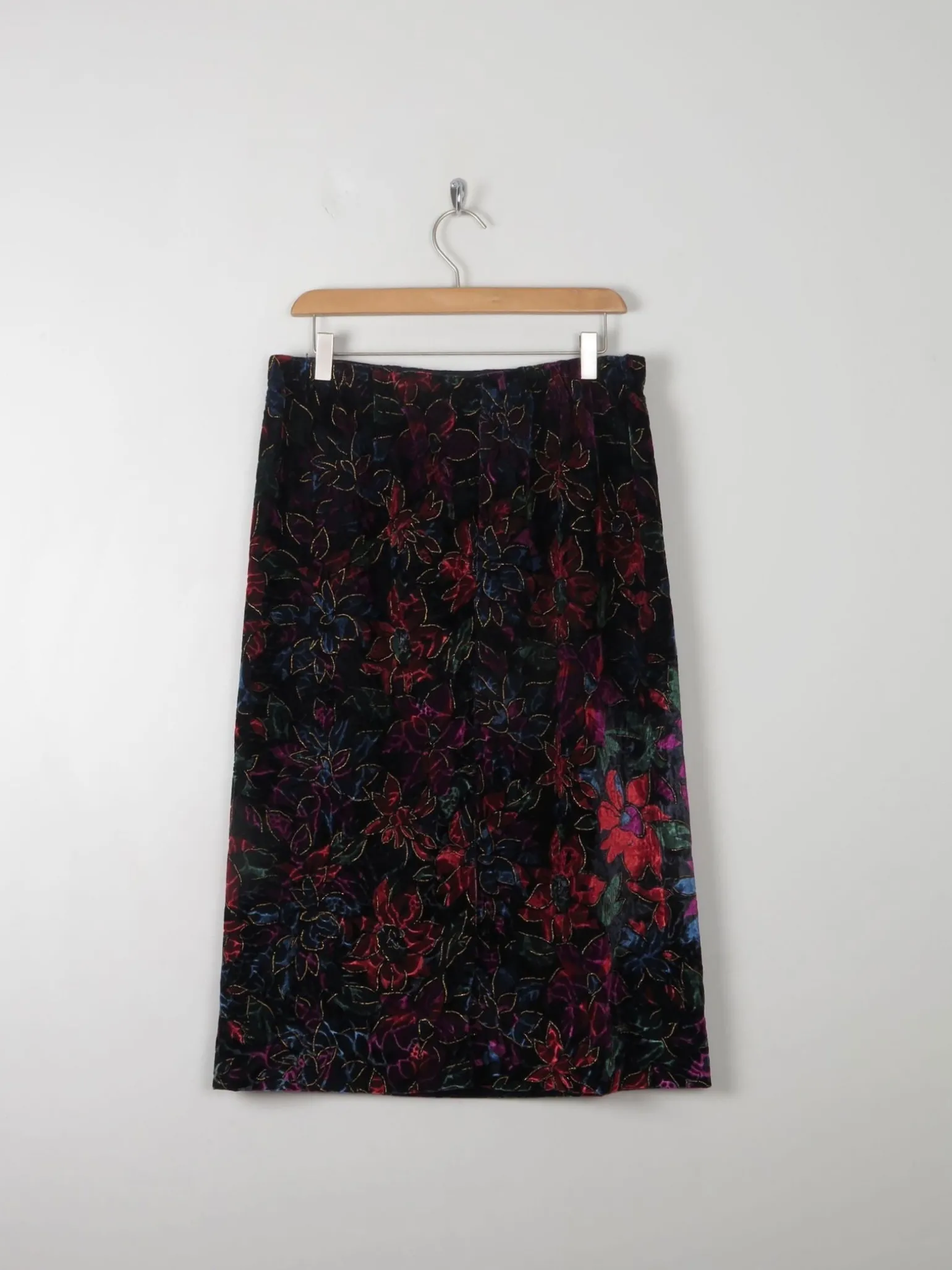 Vintage Velvet Appliqué Skirt M