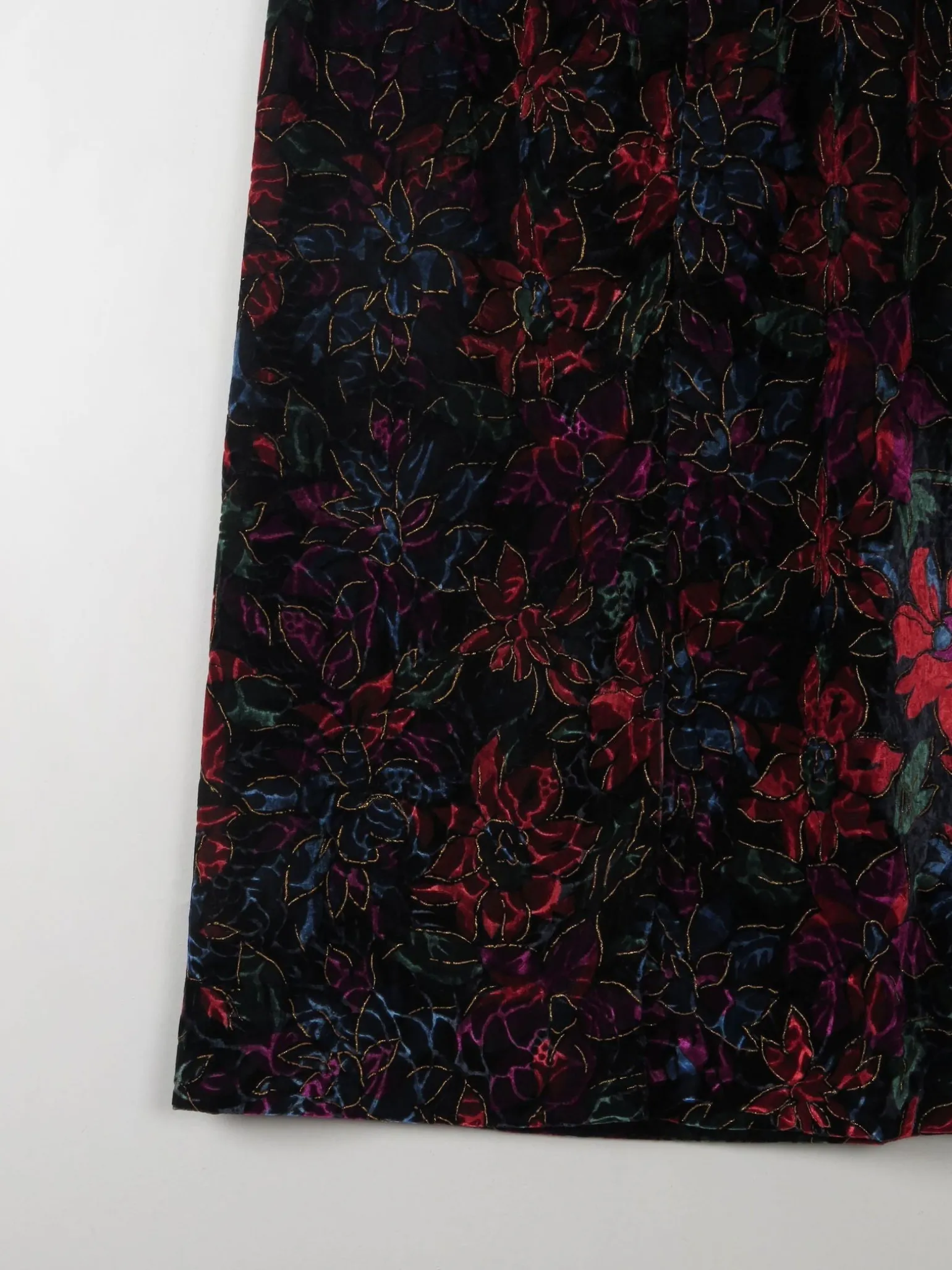 Vintage Velvet Appliqué Skirt M