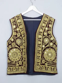 Vintage Velvet Indian Mirrored Waistcoat M