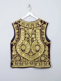 Vintage Velvet Indian Mirrored Waistcoat M