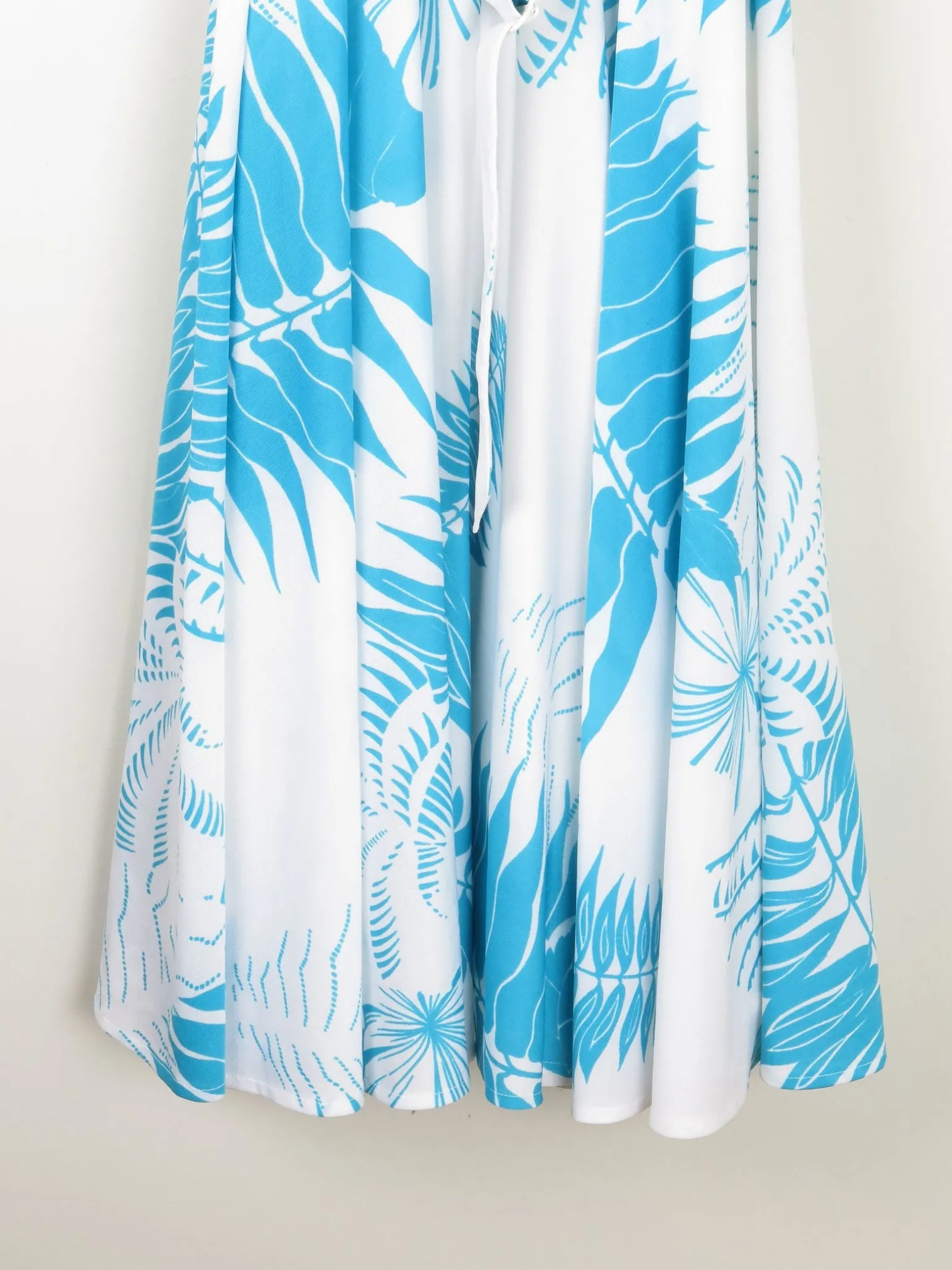 Vintage White & Turquoise 1970s Summer Dress S