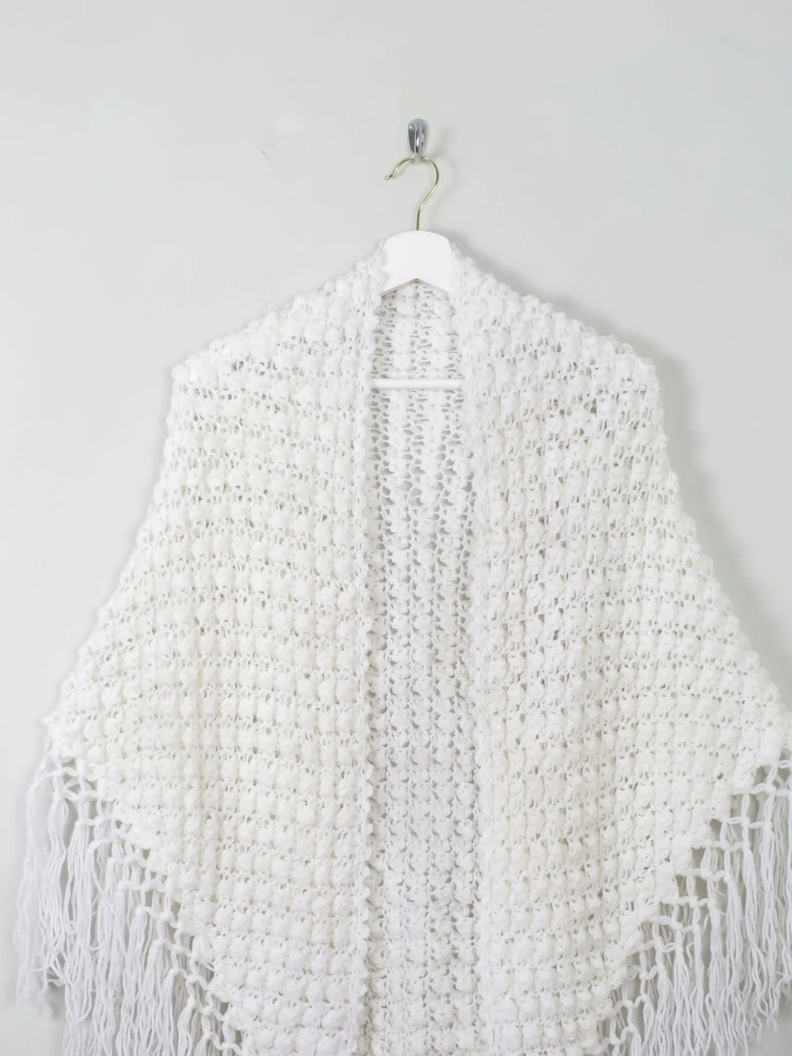 Vintage White Bobble Shawl/Scarf