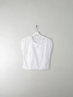 Vintage White Broderie Anglaise Blouse S/M