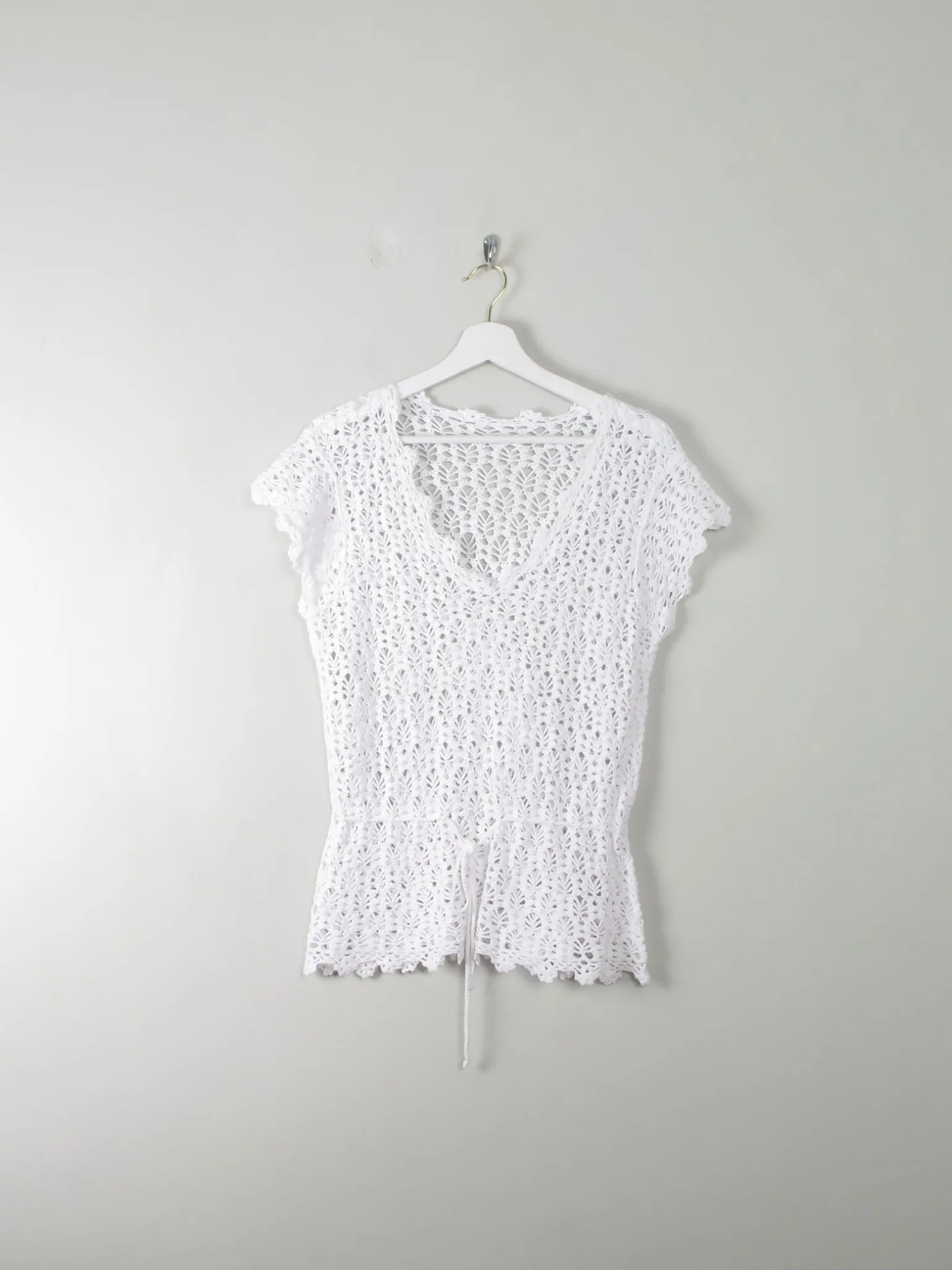 Vintage White Crochet Top M