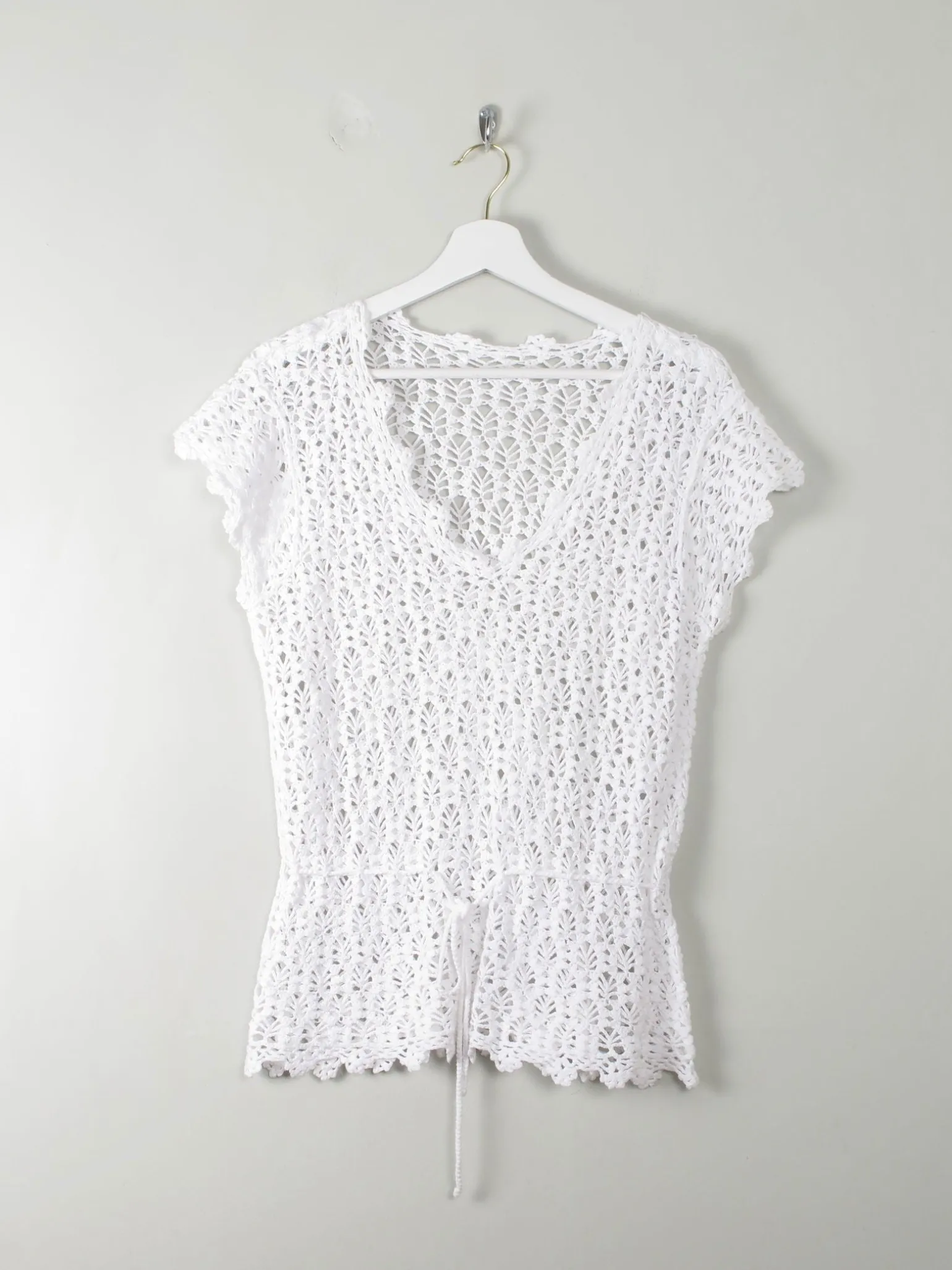 Vintage White Crochet Top M