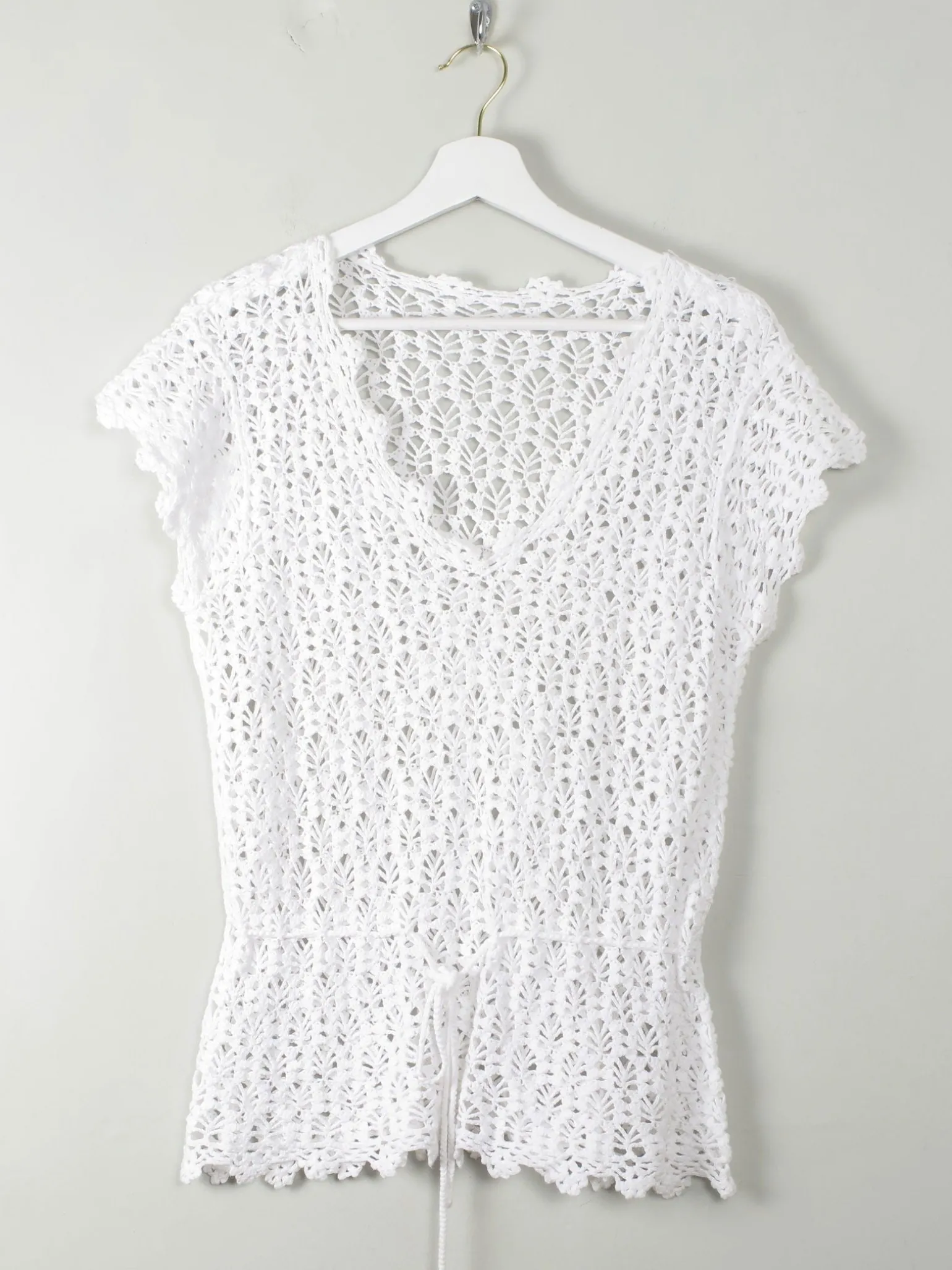Vintage White Crochet Top M