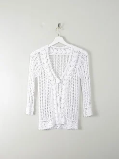 Vintage White Hand Crocheted Cardigan/Jacket S
