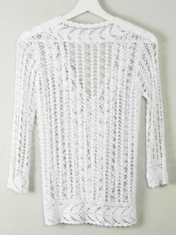 Vintage White Hand Crocheted Cardigan/Jacket S