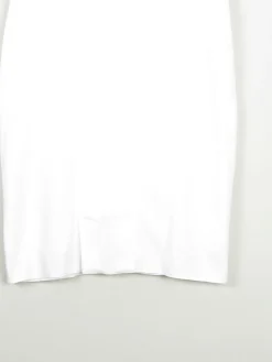 Vintage White Knee Length High Waist Skirt 10/12 30W