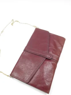 Vintage Wine Leather 1970s Envelope Bag