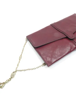 Vintage Wine Leather 1970s  Envelope Bag