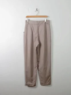 Vintage Women's Beige Taupe Wool Trousers 31" W 28" L