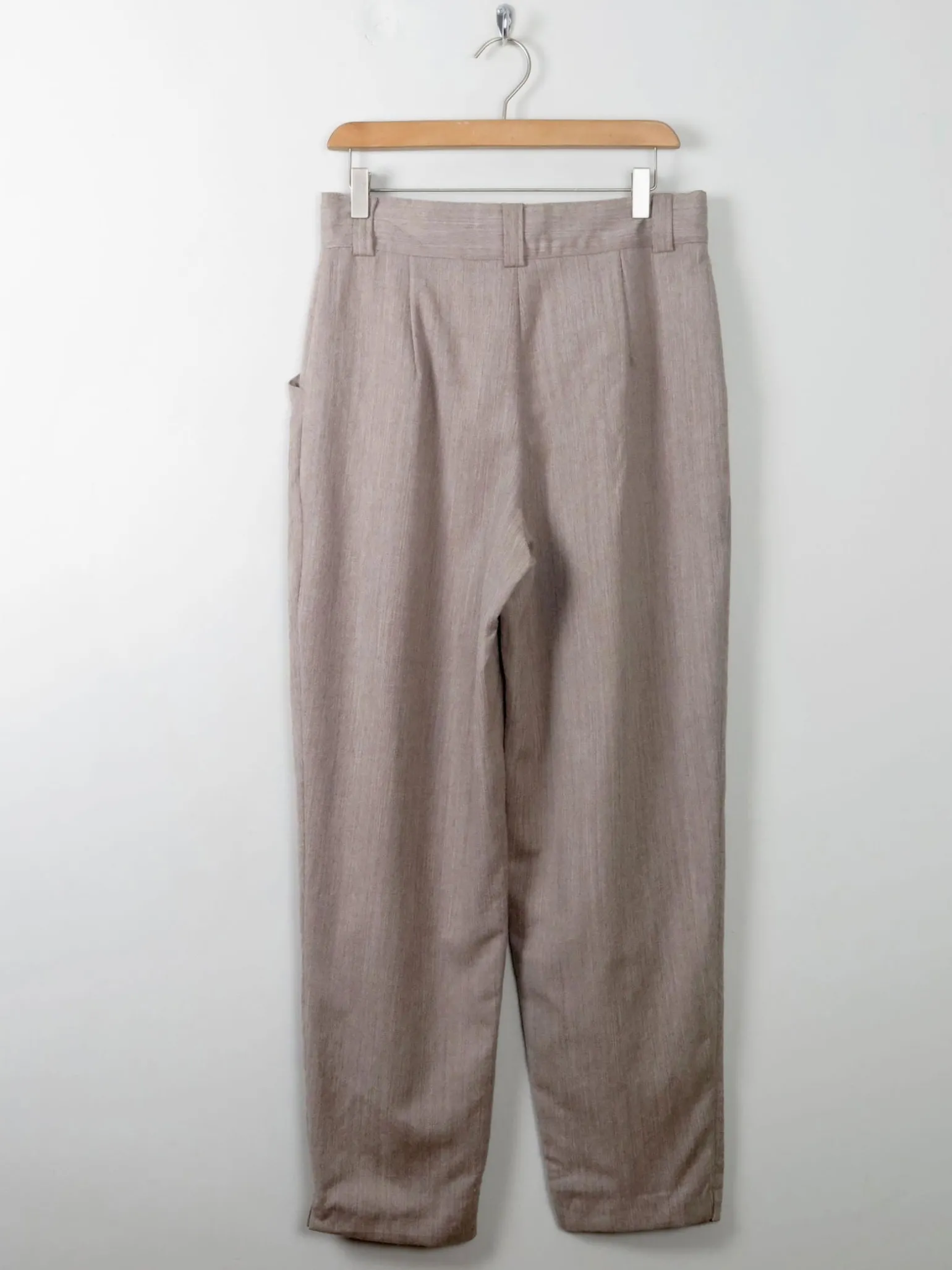 Vintage Women's Beige Taupe Wool Trousers 31" W 28" L