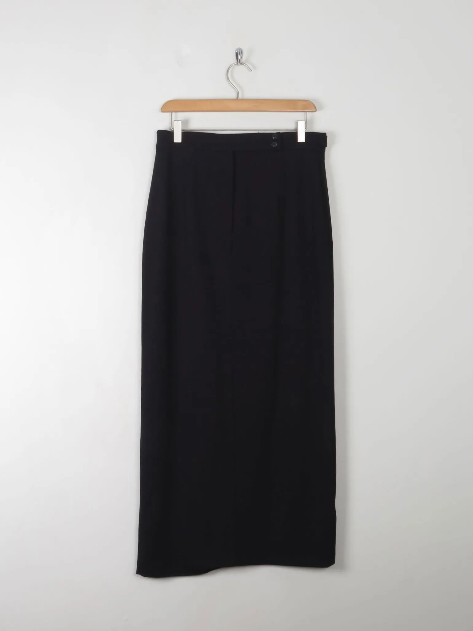 Vintage Wool Black Maxi Skirt 30" W
