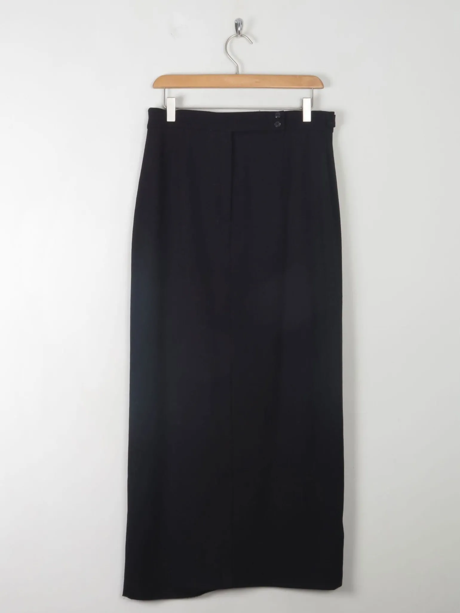 Vintage Wool Black Maxi Skirt 30" W