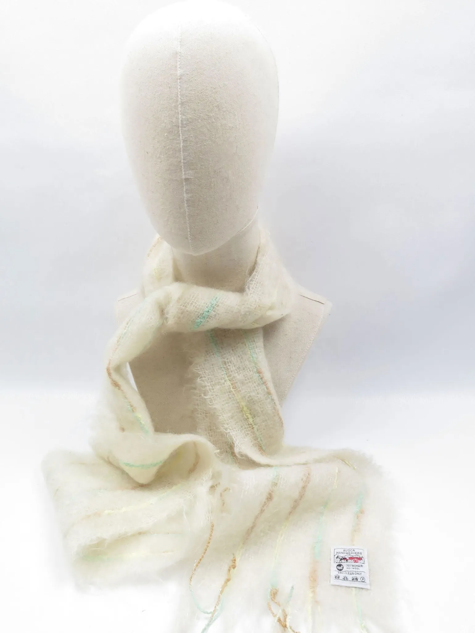 Vintage Wool Cream Avoca Mohair Scarf