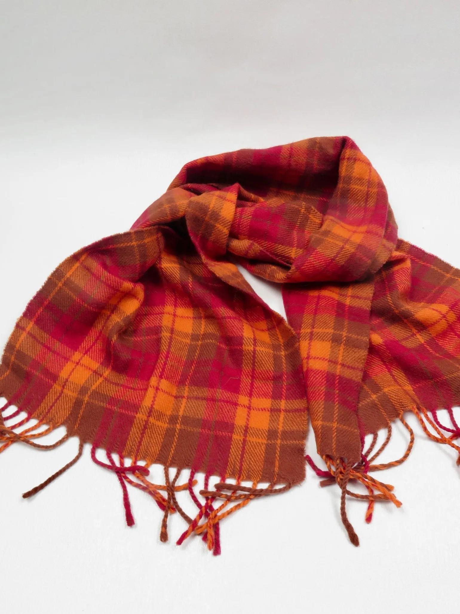 Vintage Wool Orange & Red Scarf