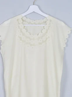 Vintage Yellow Tunic Style Blouse With Embroidery 10-14