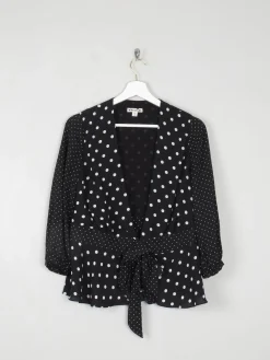 Whistles Polka Dot Wrap Over Blouse 8/XS