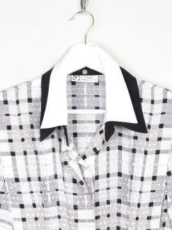 White Check Dress With Collar Knee Length 12/14