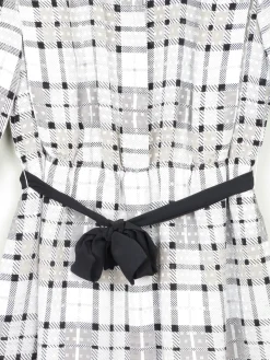 White Check Dress With Collar Knee Length 12/14