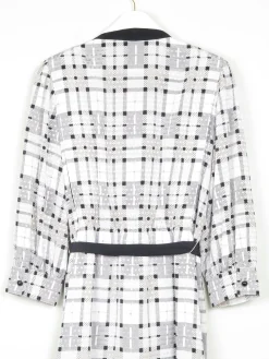 White Check Dress With Collar Knee Length 12/14