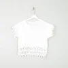 White Cotton Crochet Cropped Top XS/S
