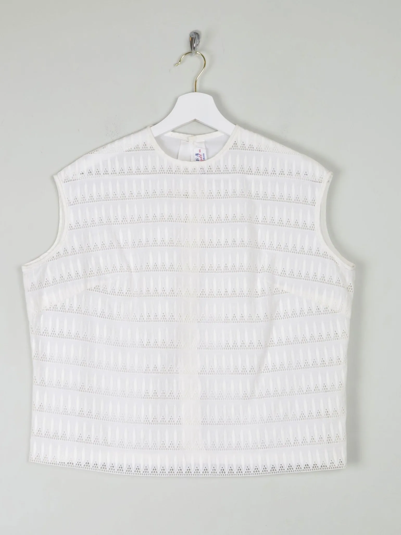 White Cotton 1950s Vintage  Blouse 12/14