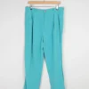 Women's Aqua Turquoise Floaty High Waist Vintage Trousers 34" W/ L