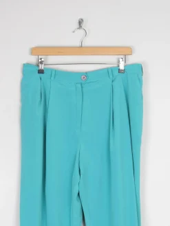 Women's Aqua Turquoise Floaty High Waist Vintage Trousers 34" W/ L