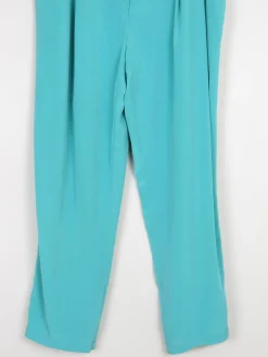 Women's Aqua Turquoise Floaty High Waist Vintage Trousers 34