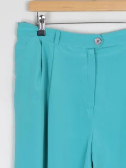 Women's Aqua Turquoise Floaty High Waist Vintage Trousers 34