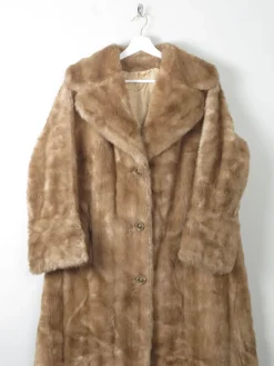 Women's Beige Vintage Faux Fur Coat M