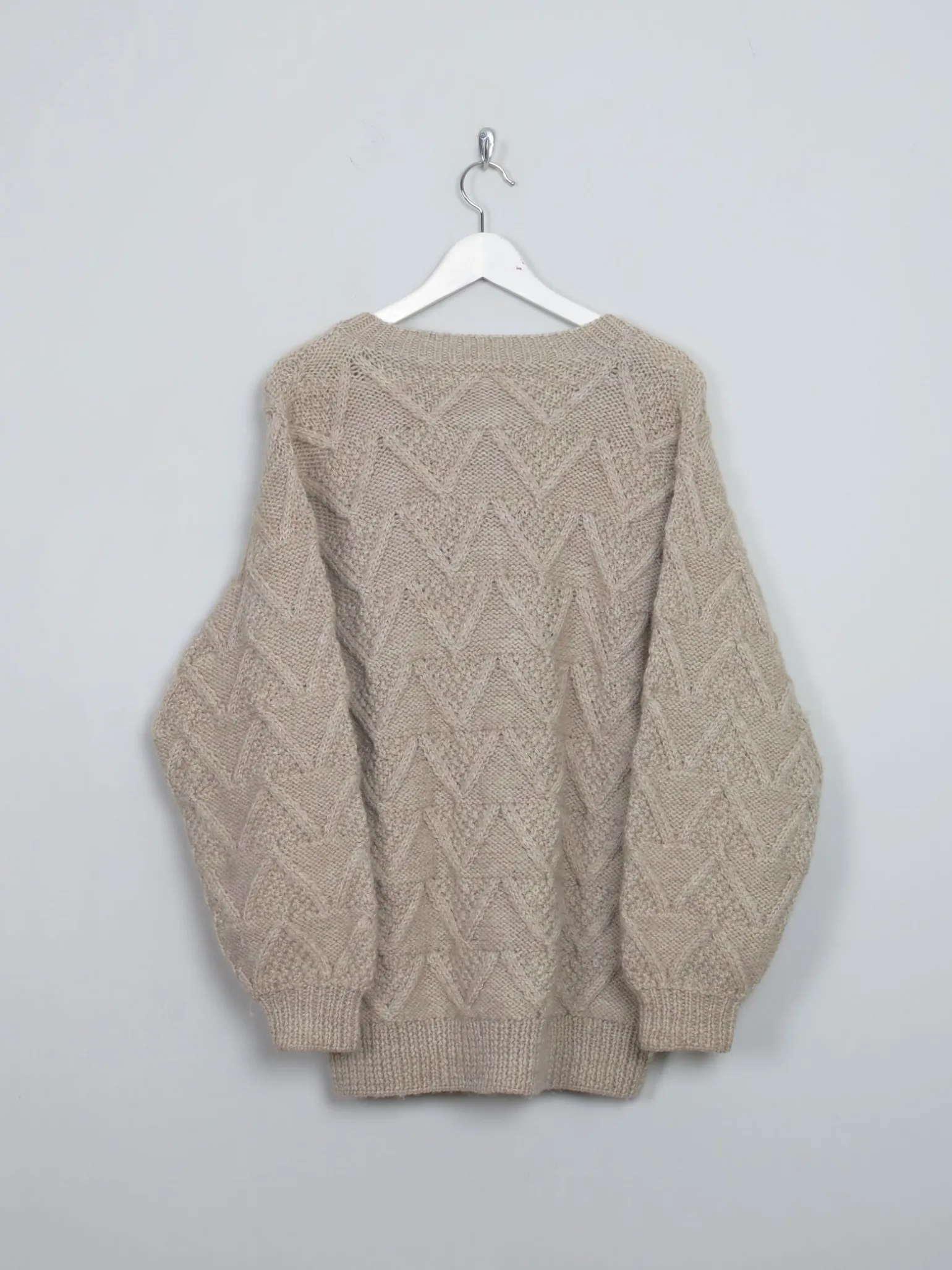 Women's Biscuit Beige Hand-knit Wool Jumper M/L
