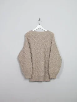Women's Biscuit Beige Hand-knit Wool Jumper M/L