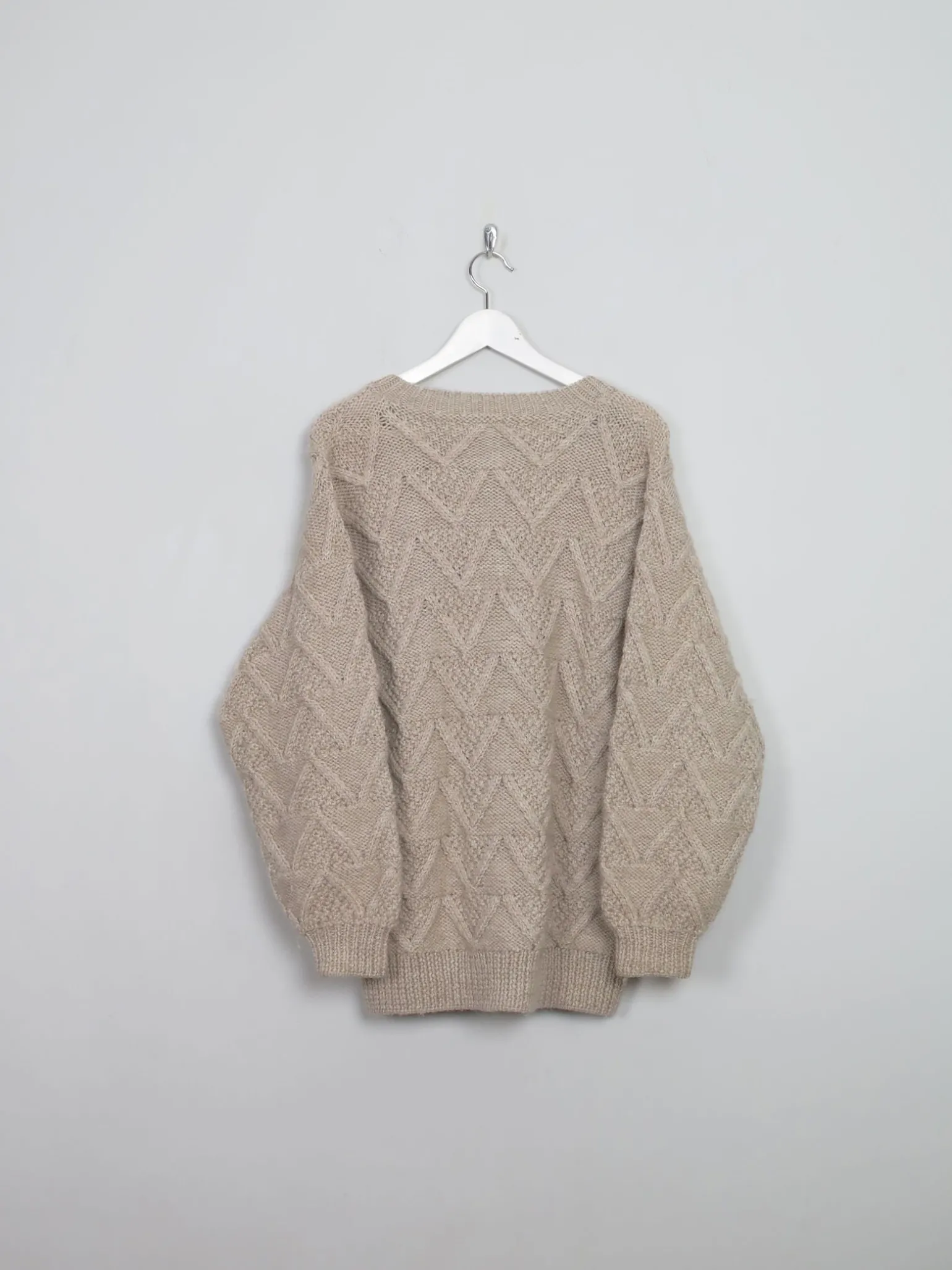 Women's Biscuit Beige Hand-knit Wool Jumper M/L