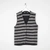 Women's Black & Grey Striped Wool Vintage Waistcoat M