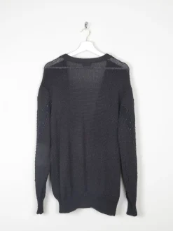 Women's Black Beaded Oversized Vintage Cardigan M/L