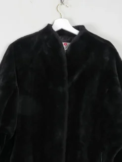 Women's Black Faux Fur Vintage Short Coat S