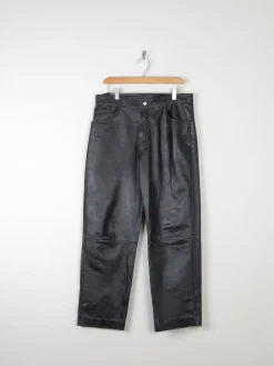 Women’s Black Leather Cropped Trousers 32"