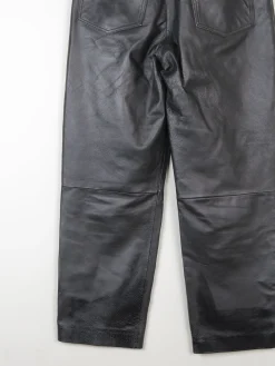 Women’s Black Leather Cropped Trousers 32